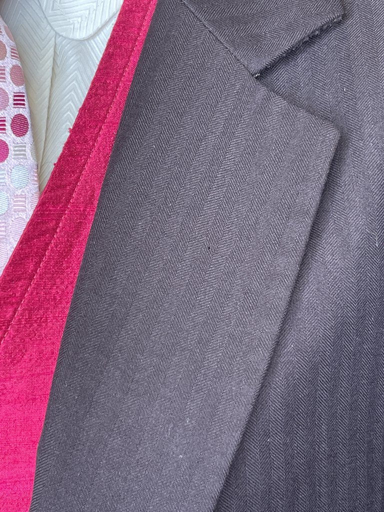 DAY SUIT CHOCOLATE BROWN TONE ON TONE STRIPE SNOOTY FOX