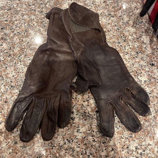 GLOVES BROWN LONG WITH VELCRO LEATHER XS