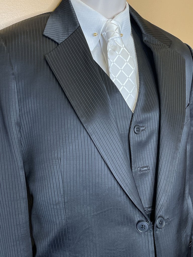 BLACK PINSTRIPE WITH SHEEN DAY SUIT