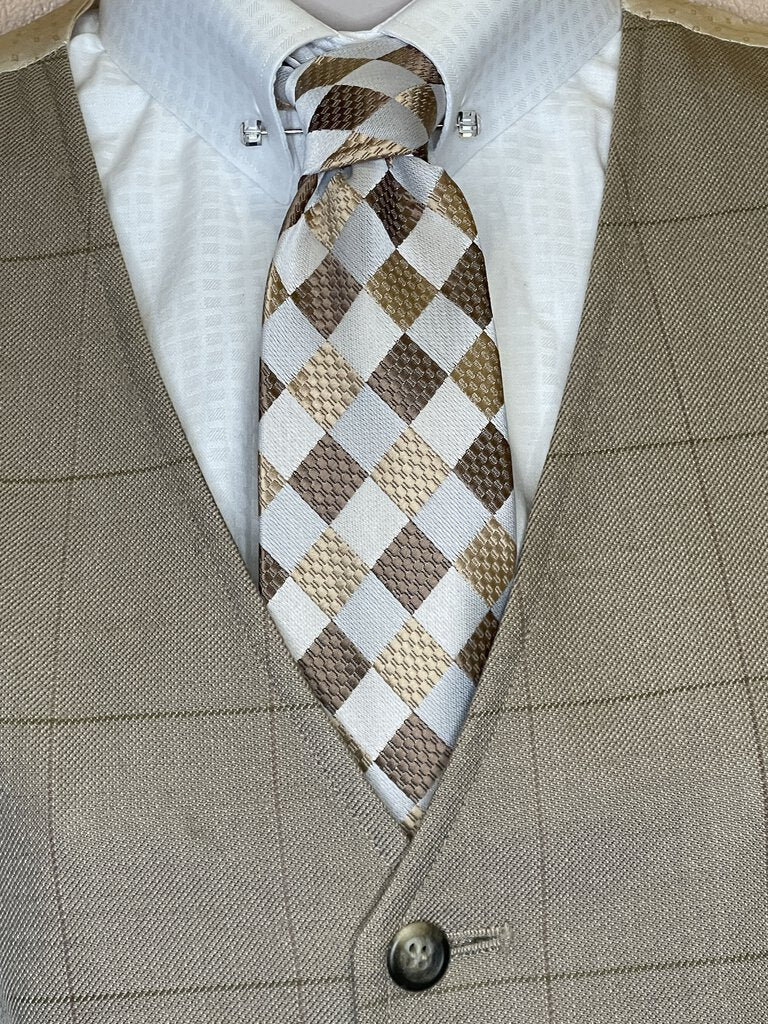 BROWN WINDOWPANE VEST