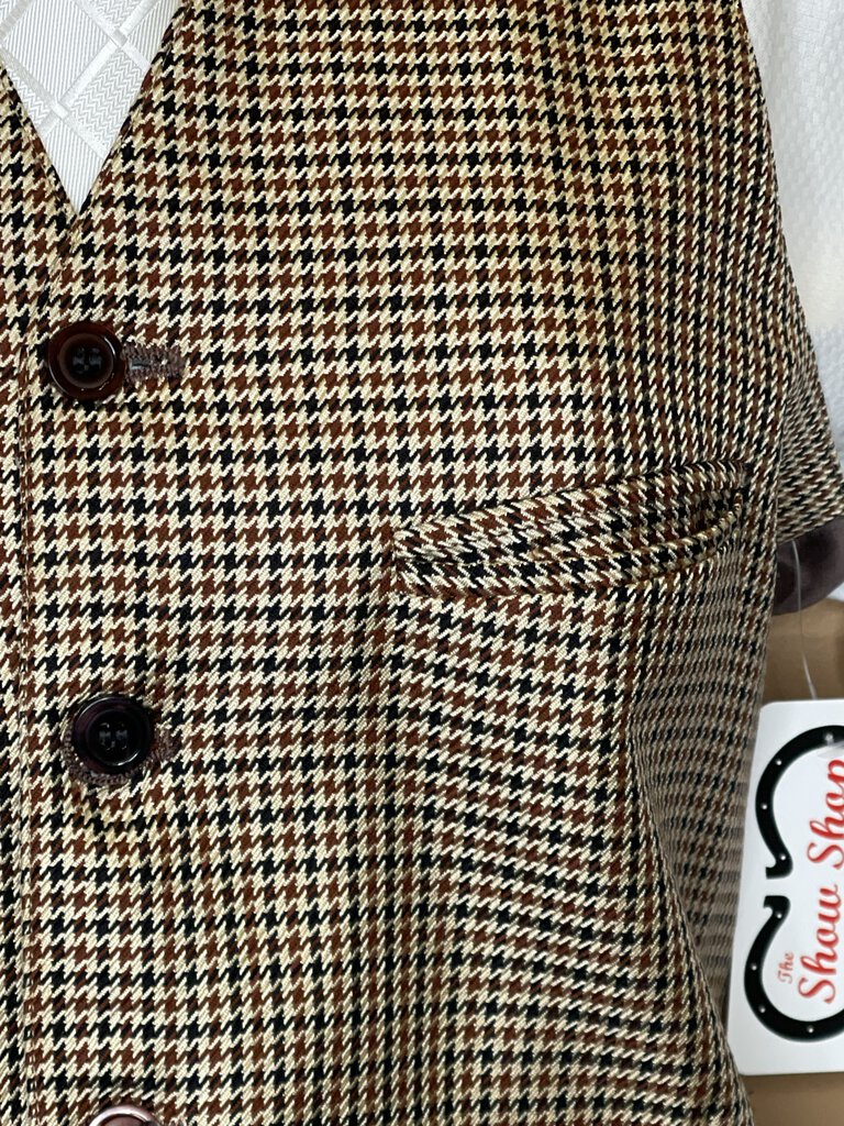 BROWN AND NAVY HOUNDSTOOTH BECKER BROTHERS VEST