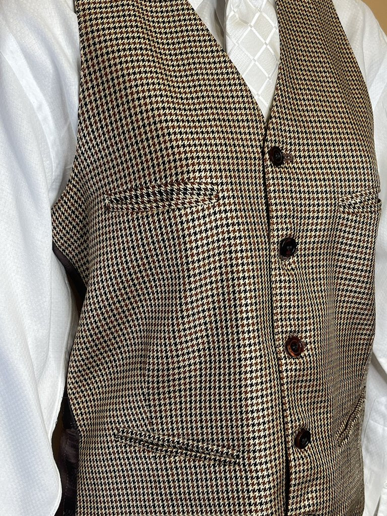 BROWN AND NAVY HOUNDSTOOTH BECKER BROTHERS VEST