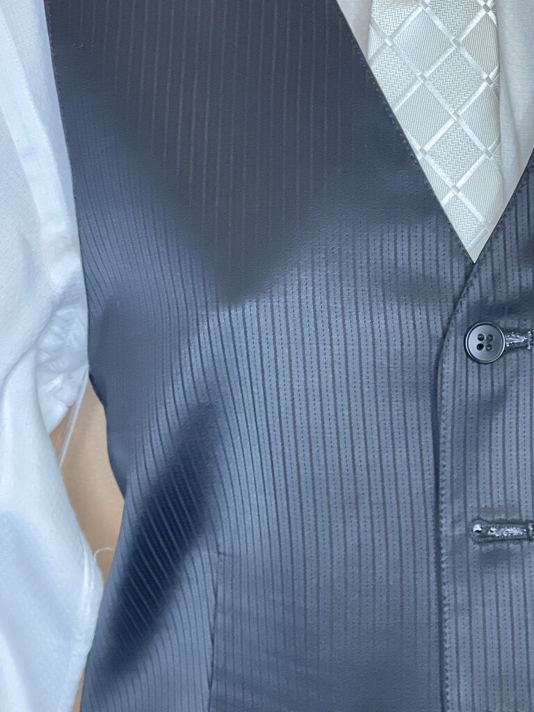BLACK AND WHITE HOUNDSTOOTH VEST REVERSIBLE BLACK SHEEN