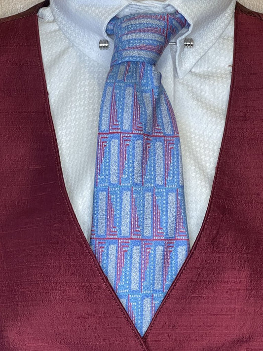 BLUE AND BURGUNDY TIE