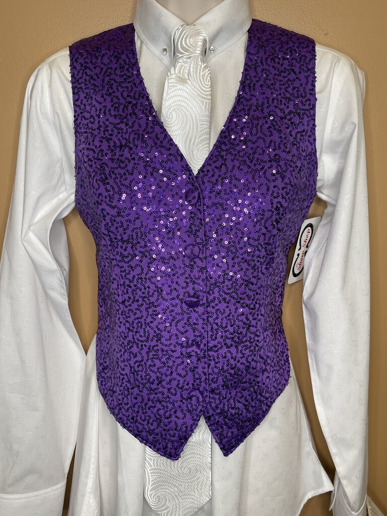 PURPLE SEQUIN/PAISLEY REVERSIBLE VEST SHOW SEASONS