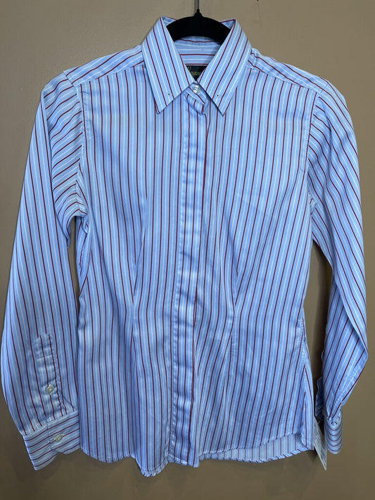 BLUE WITH RED AND WHITE STRIPE DEREGNAUCOURT SHIRT