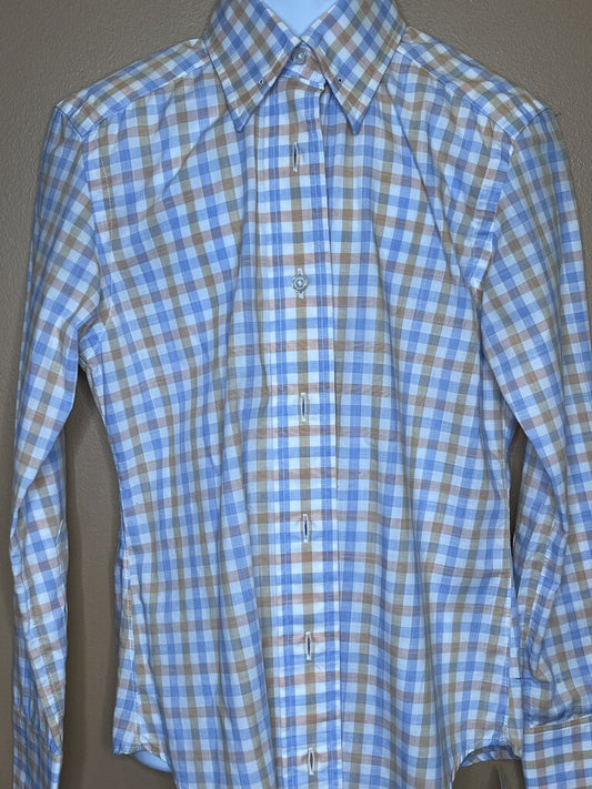 BLUE AND ORANGE CHECK SHIRT BECKER BROTHERS