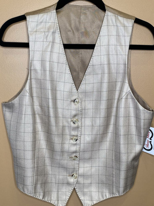 TAUPE WITH BROWN WINDOWPANE LECHAVAL VEST