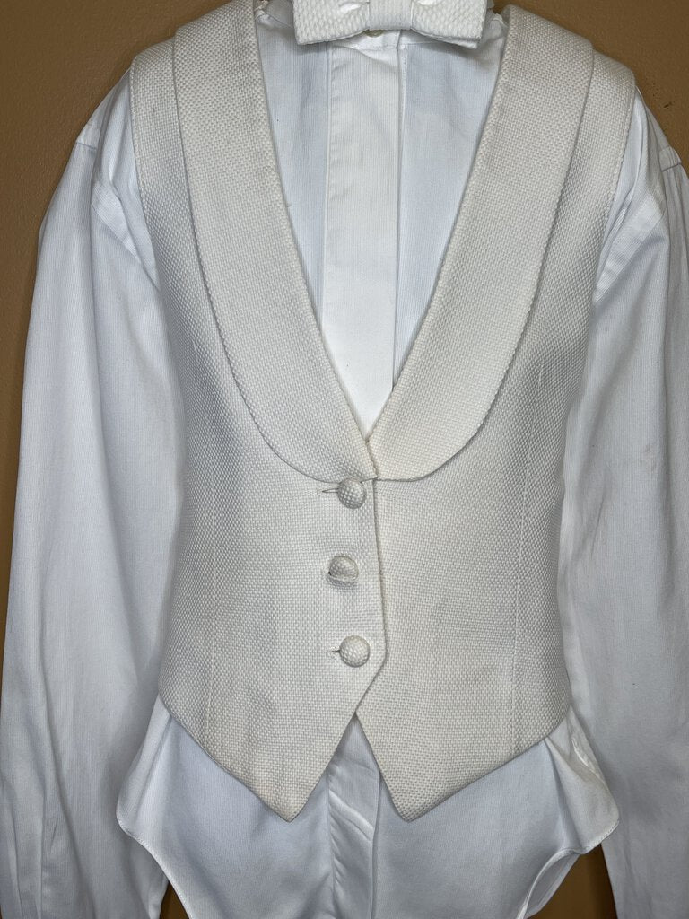 WHITE PIQUE FORMAL VEST WITH NO BOWTIE