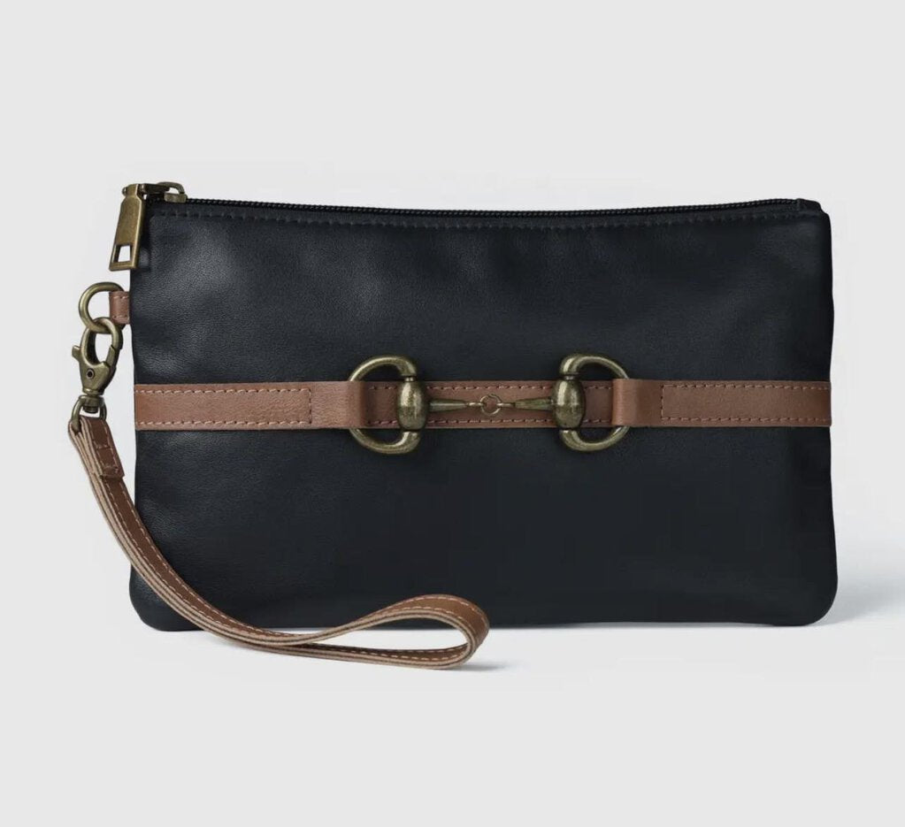 SNAFFLE BIT CLUTCH BAG BLACK