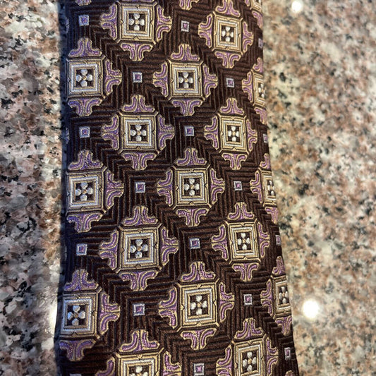 PURPLE AND BROWN PATTERN ROBERT TALBOTT TIE