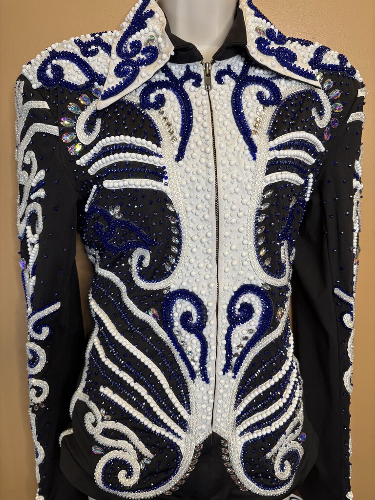 BLUE AND BLACK WESTERN JACKET WITH STRETCH