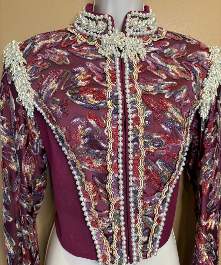 PURPLE WITH PEARL WESTERN JACKET AND MATCHING CHAPS