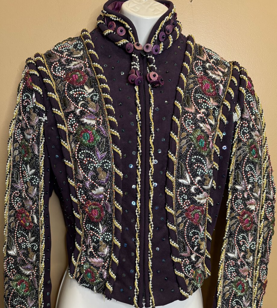 EMBELLISHED PLUM WESTERN JACKET WITH MATCHING CHAPS SHOW SEASONS