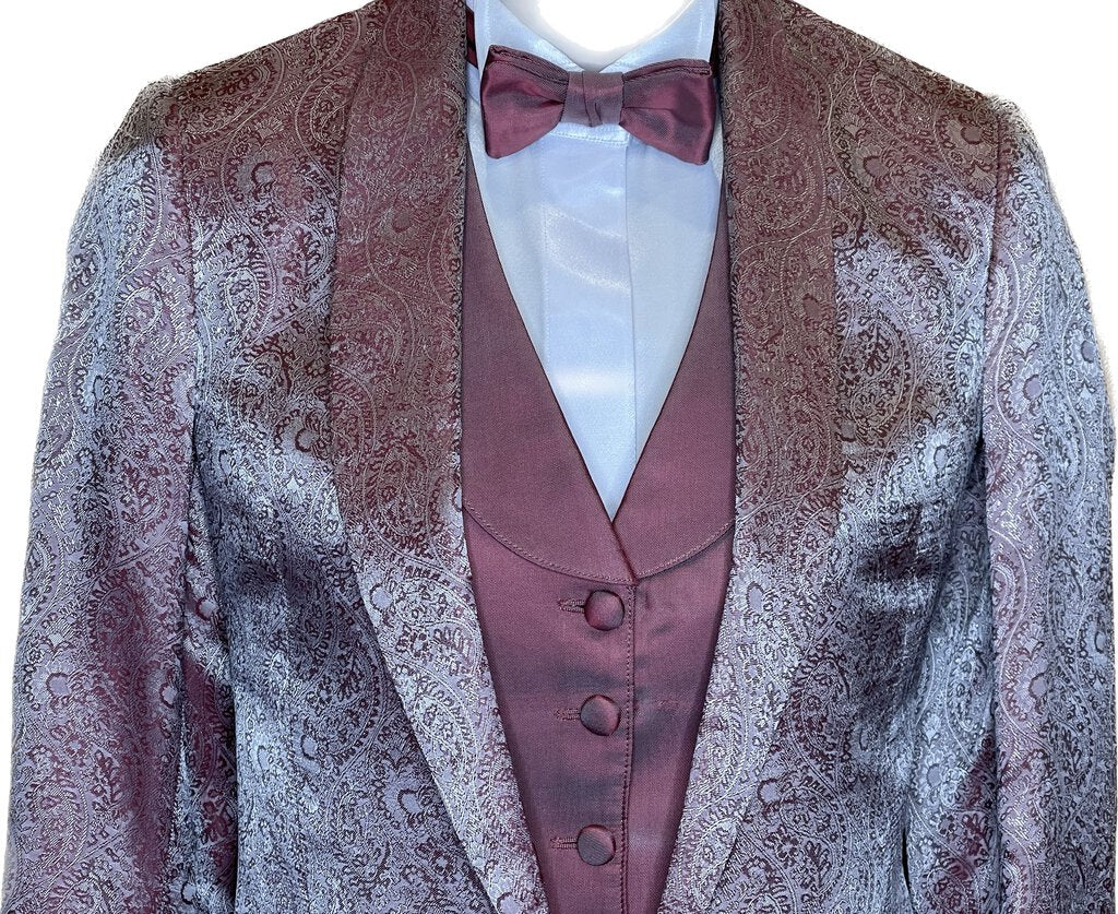 PINK IRIDESCENT DEREGNAUCOURT FORMAL VEST WITH 2 BOW TIES