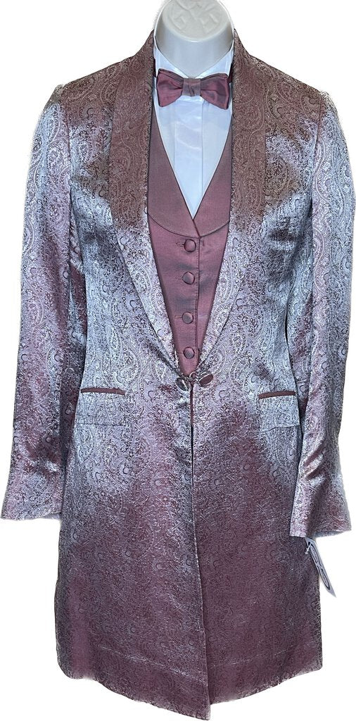 PINK IRIDESCENT DEREGNAUCOURT FORMAL VEST WITH 2 BOW TIES