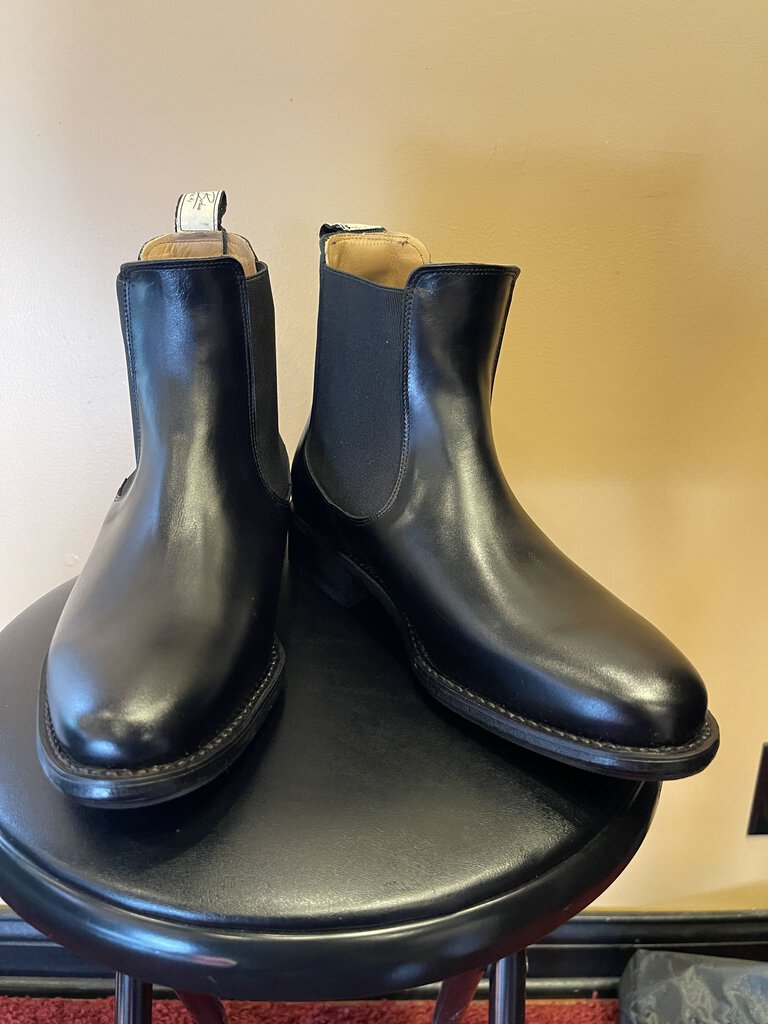BLACK LEATHER WITH HAND STITCHED LEATHER SOLE BOOTS BY BETTY BERDINE