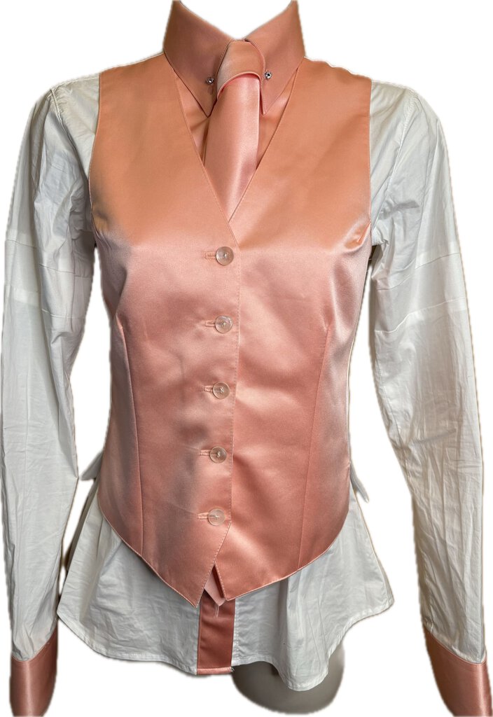 SALMON SATIN VEST/SHIRT/TIE HAWKWOOD COMBO theshowshopconsignment SALMON SATIN VEST/SHIRT/TIE HAWKWOOD COMBO theshowshopconsignment