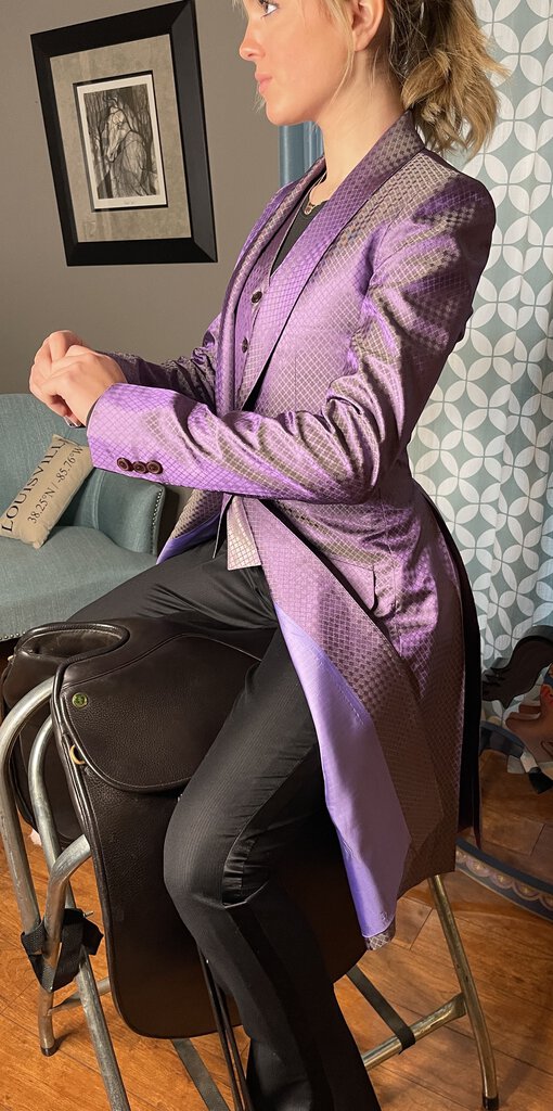 PURPLE AND TAUPE DIAMOND PATTERN BETTY BERDINE DAY COAT