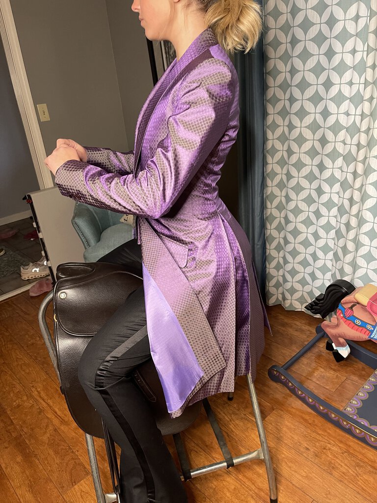 PURPLE AND TAUPE DIAMOND PATTERN BETTY BERDINE DAY COAT