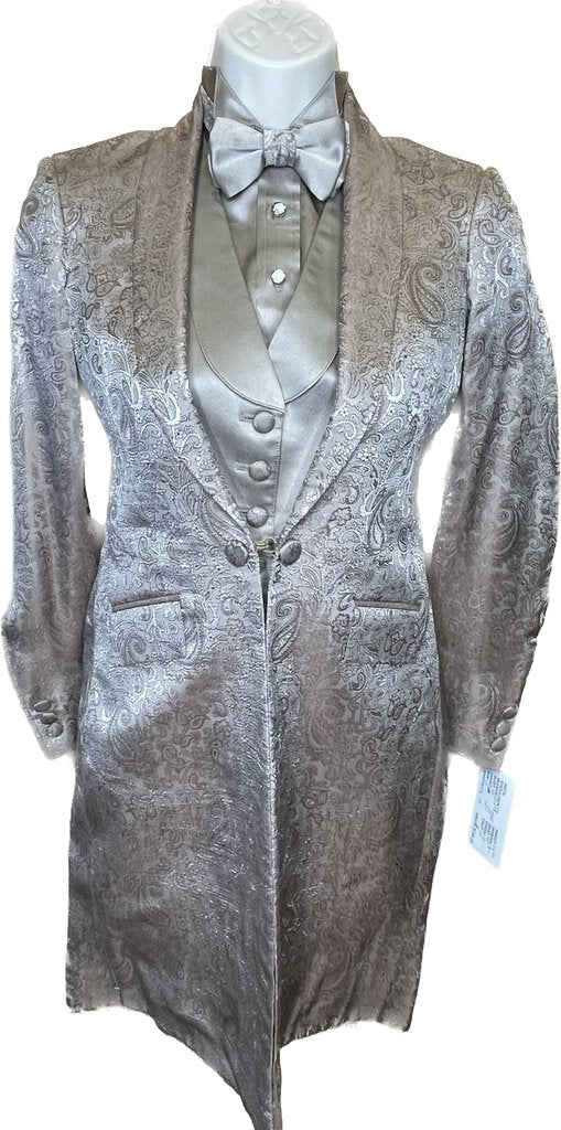 TAUPE PAISLEY DAY COAT WITH MATCHING JODS VEST AND SHIRT