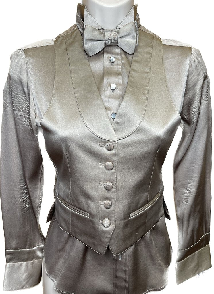 TAUPE PAISLEY DAY COAT WITH MATCHING JODS VEST AND SHIRT