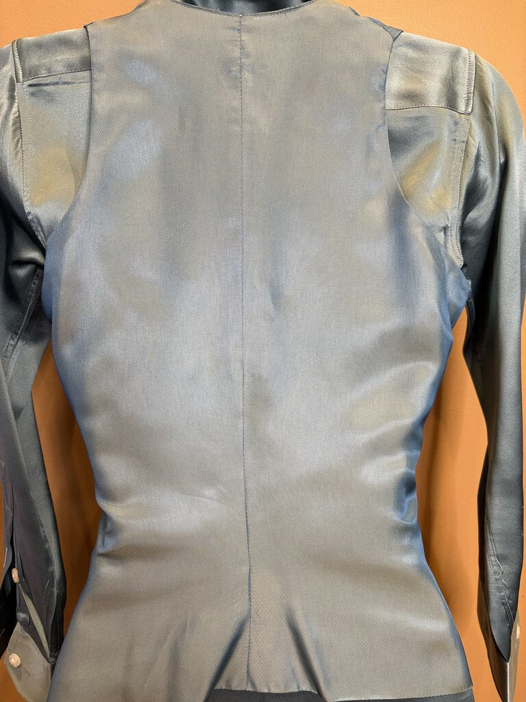 AQUAMARINE SILK VEST/SHIRT COMBO DEREGNAUCOURT