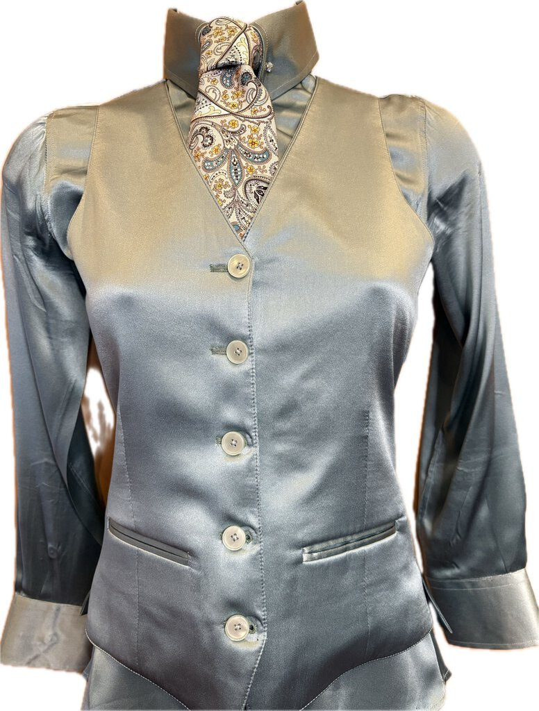 AQUAMARINE SILK VEST/SHIRT COMBO DEREGNAUCOURT