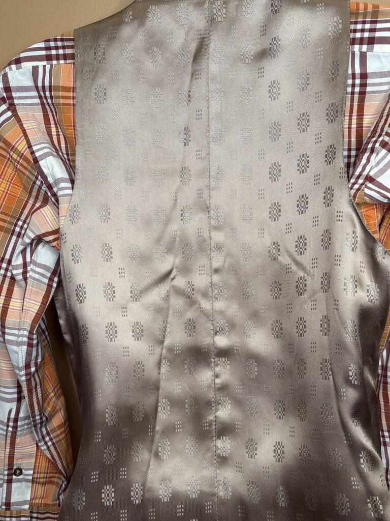 MEN'S BROWN WITH RUST WINDOWPANE BECKER BROTHERS VEST