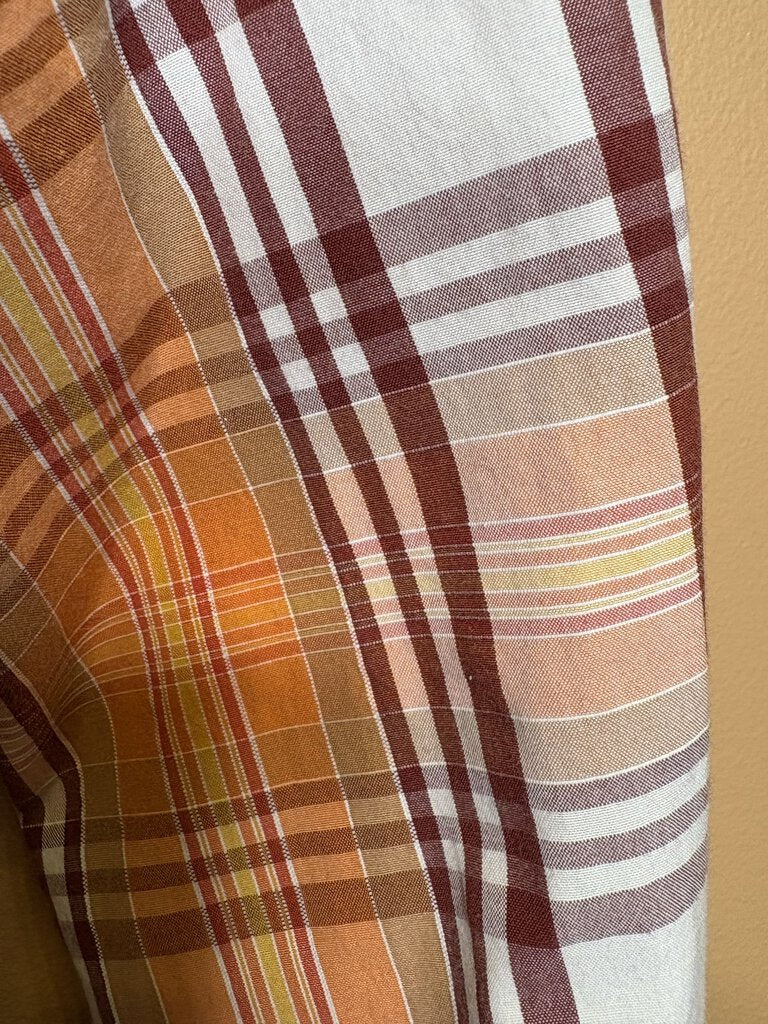 ORANGE AND BROWN PLAID BECKER BROTHERS SHIRT