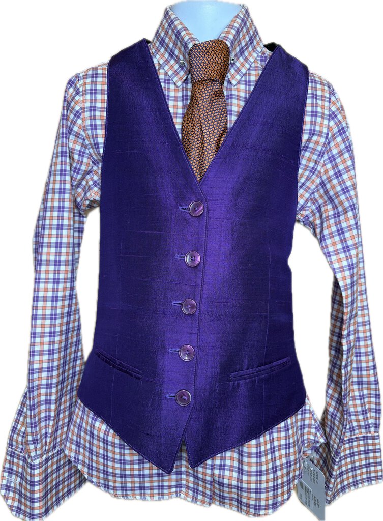 PURPLE DUPIONI SILK VEST DEREGNAUCOURT