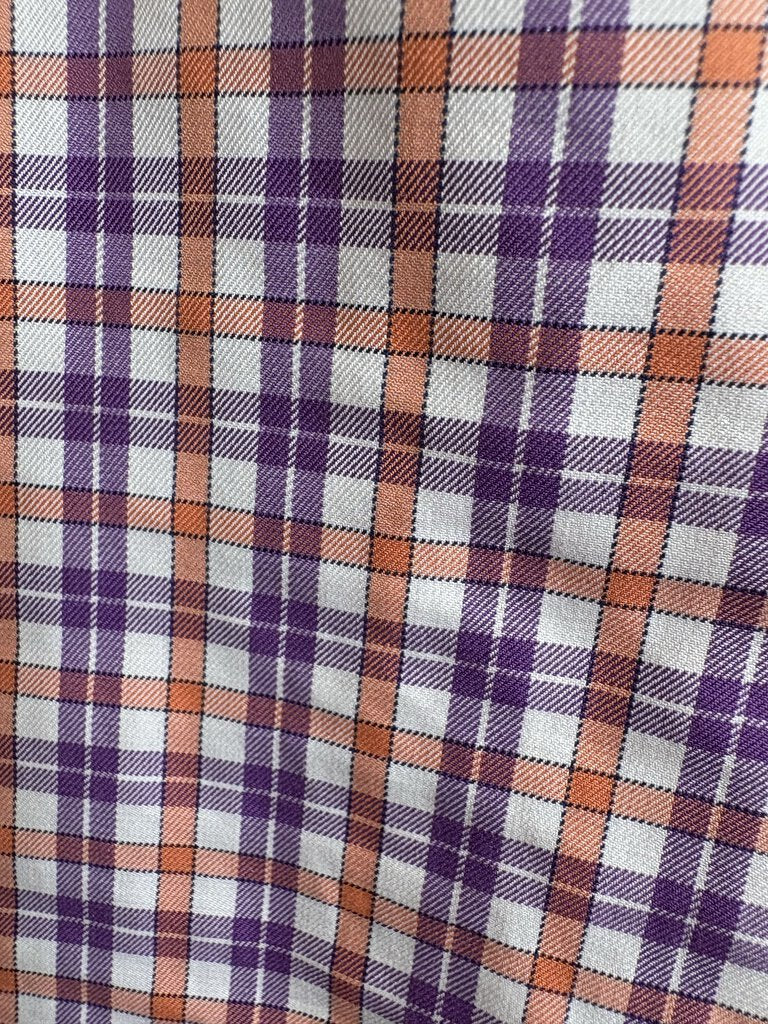 PURPLE AND ORANGE CHECK DEREGNAUCOURT SHIRT
