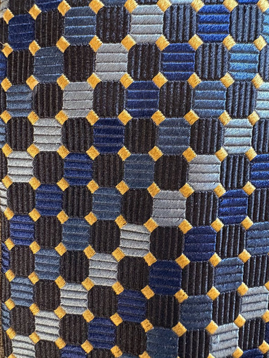BLUE AND GOLD PATTERN TIE