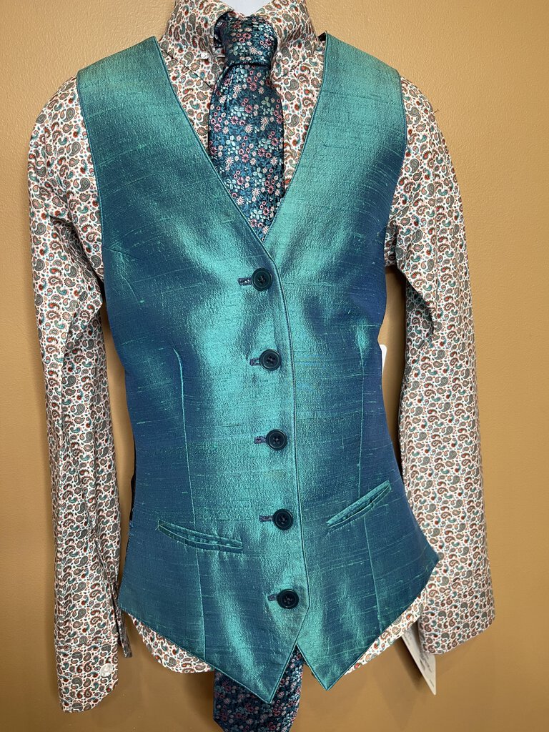 TEAL DUPIONI SILK VEST