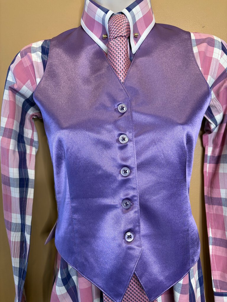 PINK AND BLUE PLAID MARSHA DEARRIAGA SHIRT