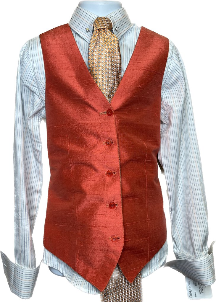 ORANGE DUPIONI SILK VEST