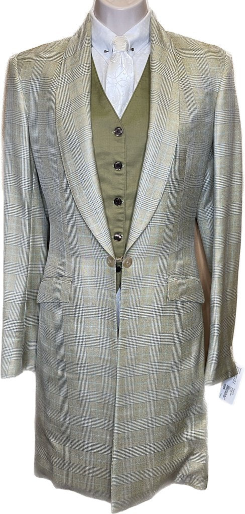 SAGE WITH BLUE AND GREEN GLEN PLAID BECKER BROTHERS DAY COAT