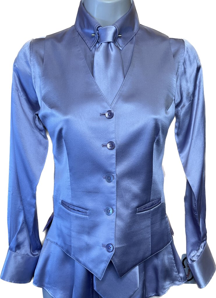 PURPLE SILK VEST, SHIRT TIE COMBO DEREGNAUCOURT