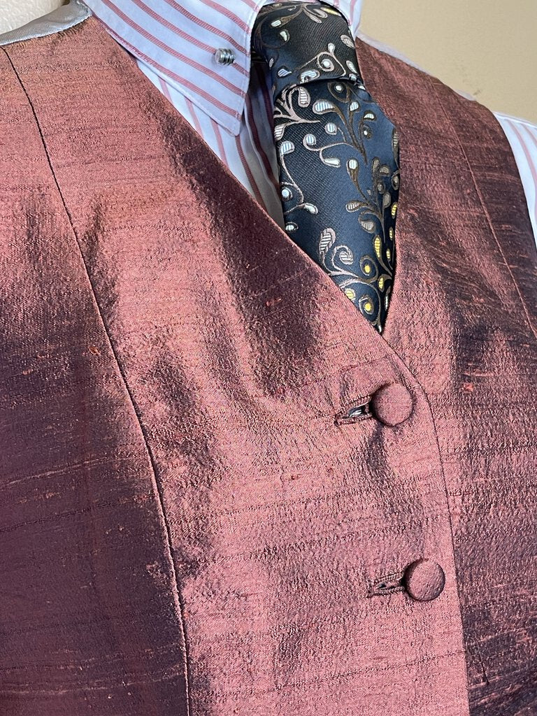 BROWN DUPIONI SILK CHAVEZ VEST