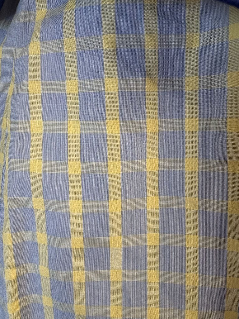 BLUE WITH YELLOW WINDOWPANE SHIRT WINNING STITCHES