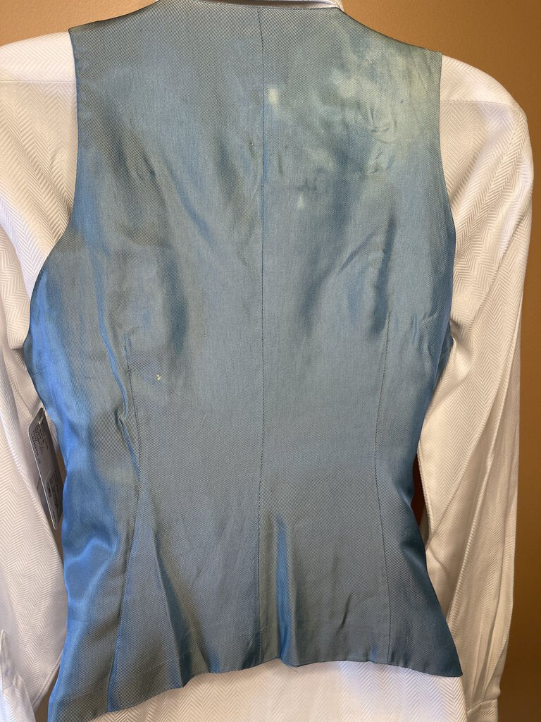 TEAL, PERIWINKLE AND PINK PATTERN DEREGNAUCOURT VEST