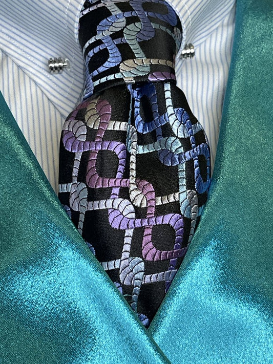 PINK, PURPLE BLUE PATTERN TIE