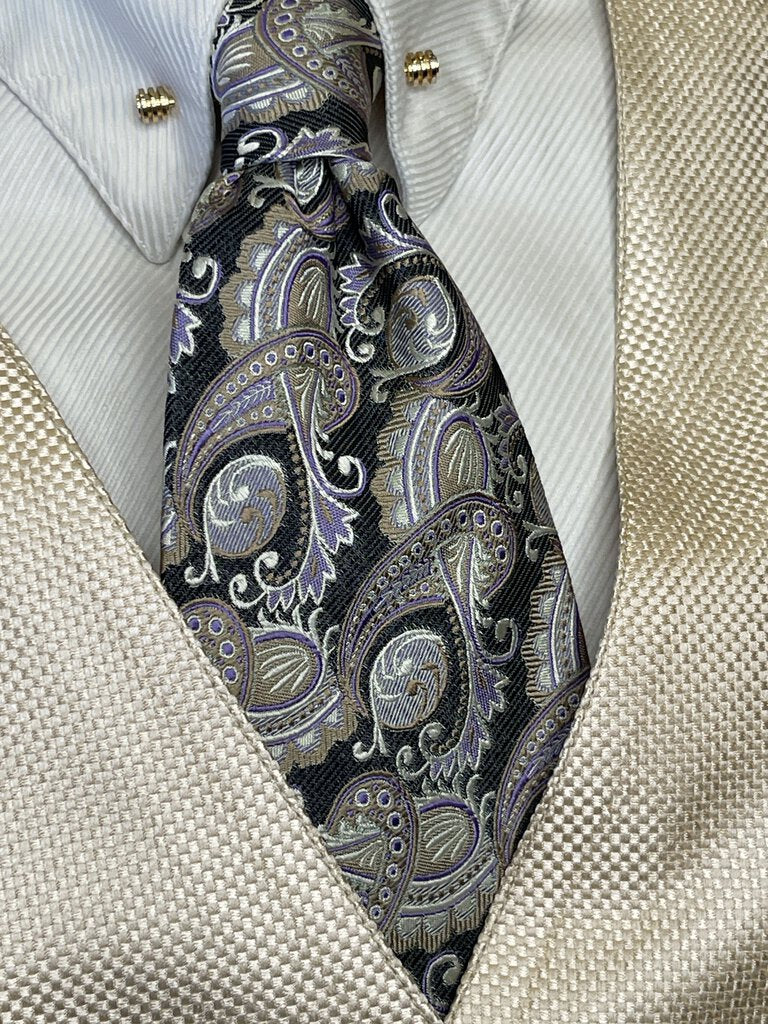 PURPLE, TAN AND BLUE PAISLEY
