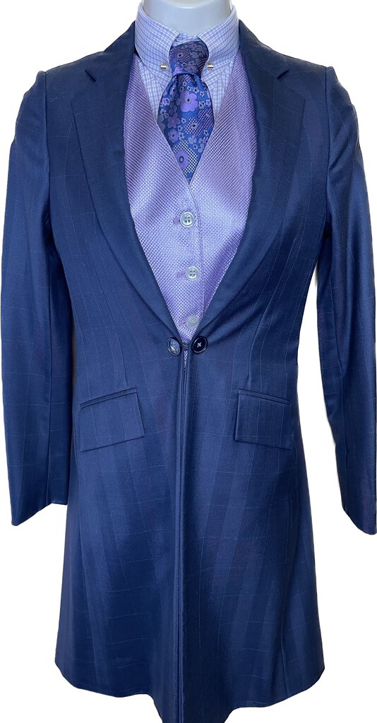 NAVY WITH WINDOWPANE DEREGNAUCOURT DAY SUIT