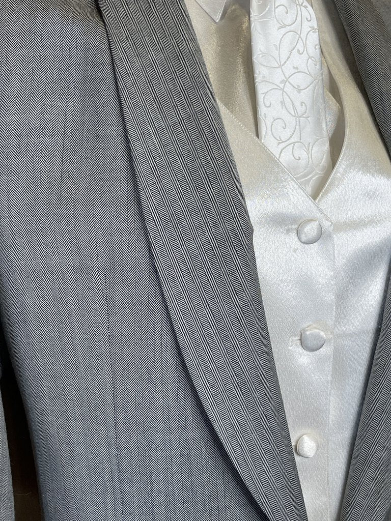 SILVER HERRINGBONE DAY COAT