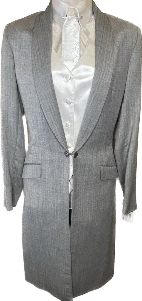 SILVER HERRINGBONE DAY COAT