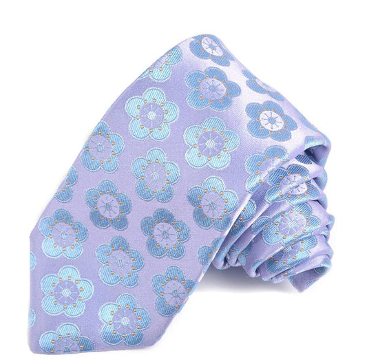 PURPLE WITH BLUE FLOWERS DION TIE