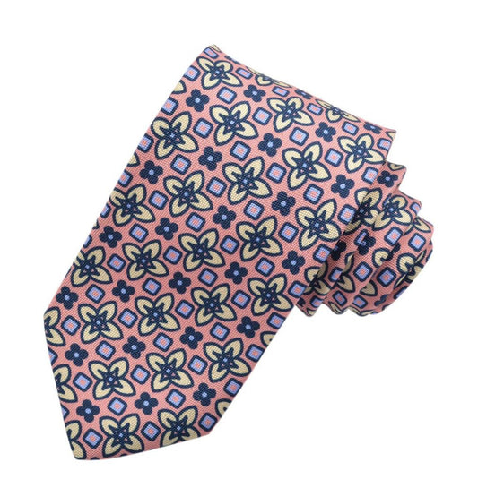 PINK WITH YELLOW AND BLUE FLOWERS DION TIE