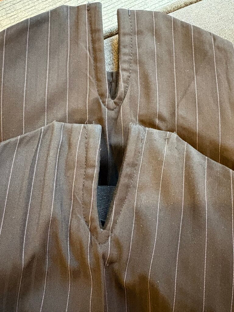 BROWN STRIPE MARSHA DEARRIAGA DAY SUIT