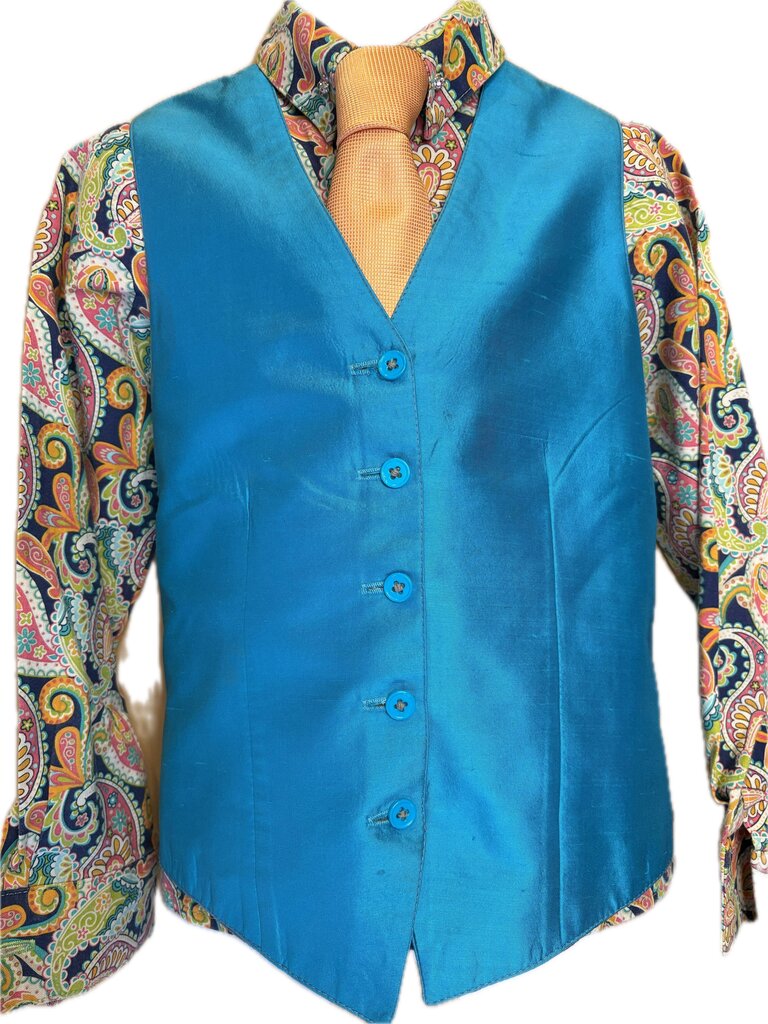 TEAL DUPIONI SILK VEST